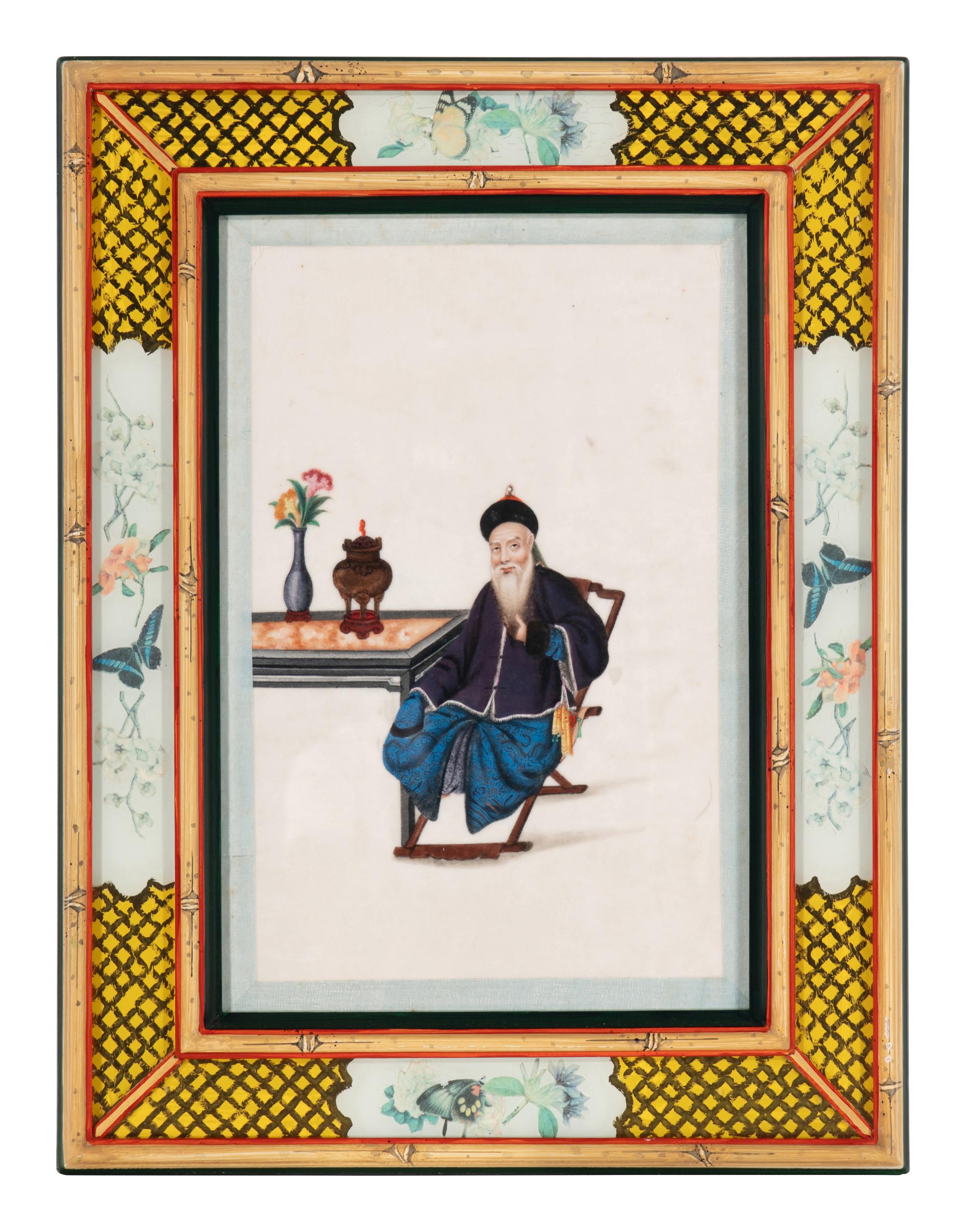 A Set of 12 Chinese Export Pith Paintings, Late 19th/Early 20th Century 清晚期 通草畫人物圖鏡框12幅