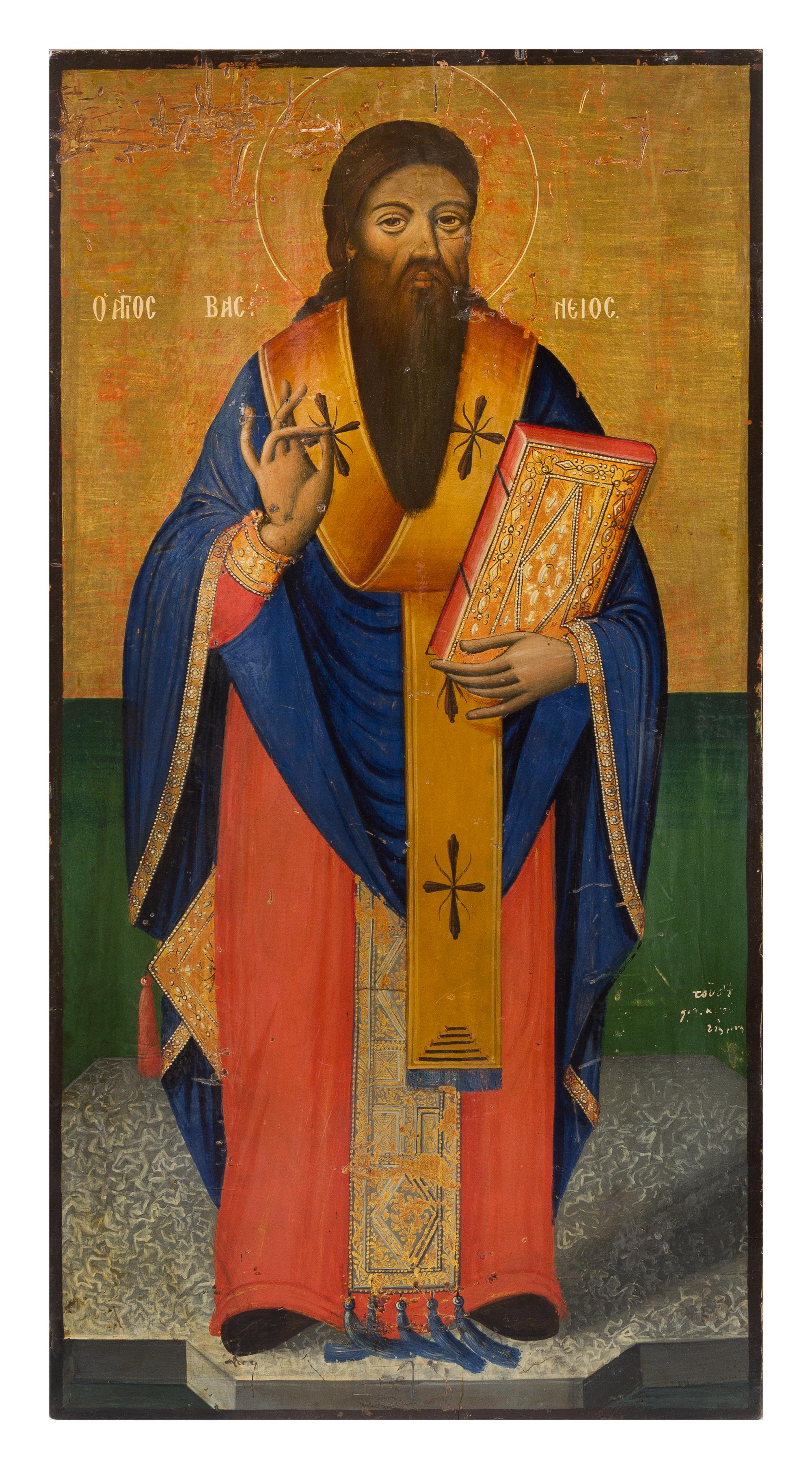 A Pair of Eastern European Ecclesiastical Painted Panels Height 37 x width 17 1/2 inches. — 19TH CENTURY