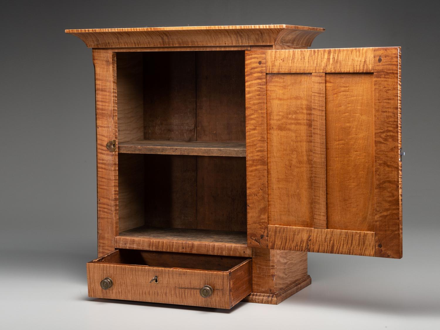 A Federal Tiger Maple Wall Cupboard