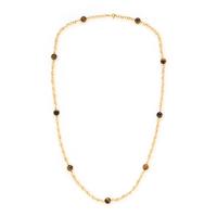 Tiger's Eye and Yellow Gold Necklace
