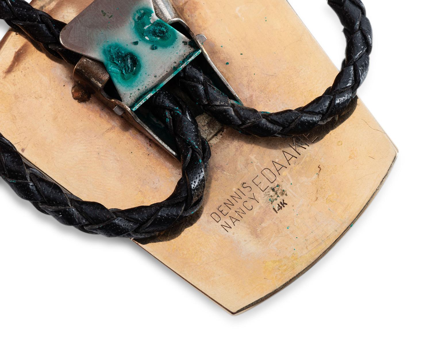 14k Gold and Mosaic Inlay Cardinal Bolo Tie