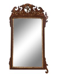 A Chippendale Carved and Parcel Gilt Walnut Looking Glass