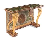 An Italian Parcel Gilt and Faux Marble Painted Console Table