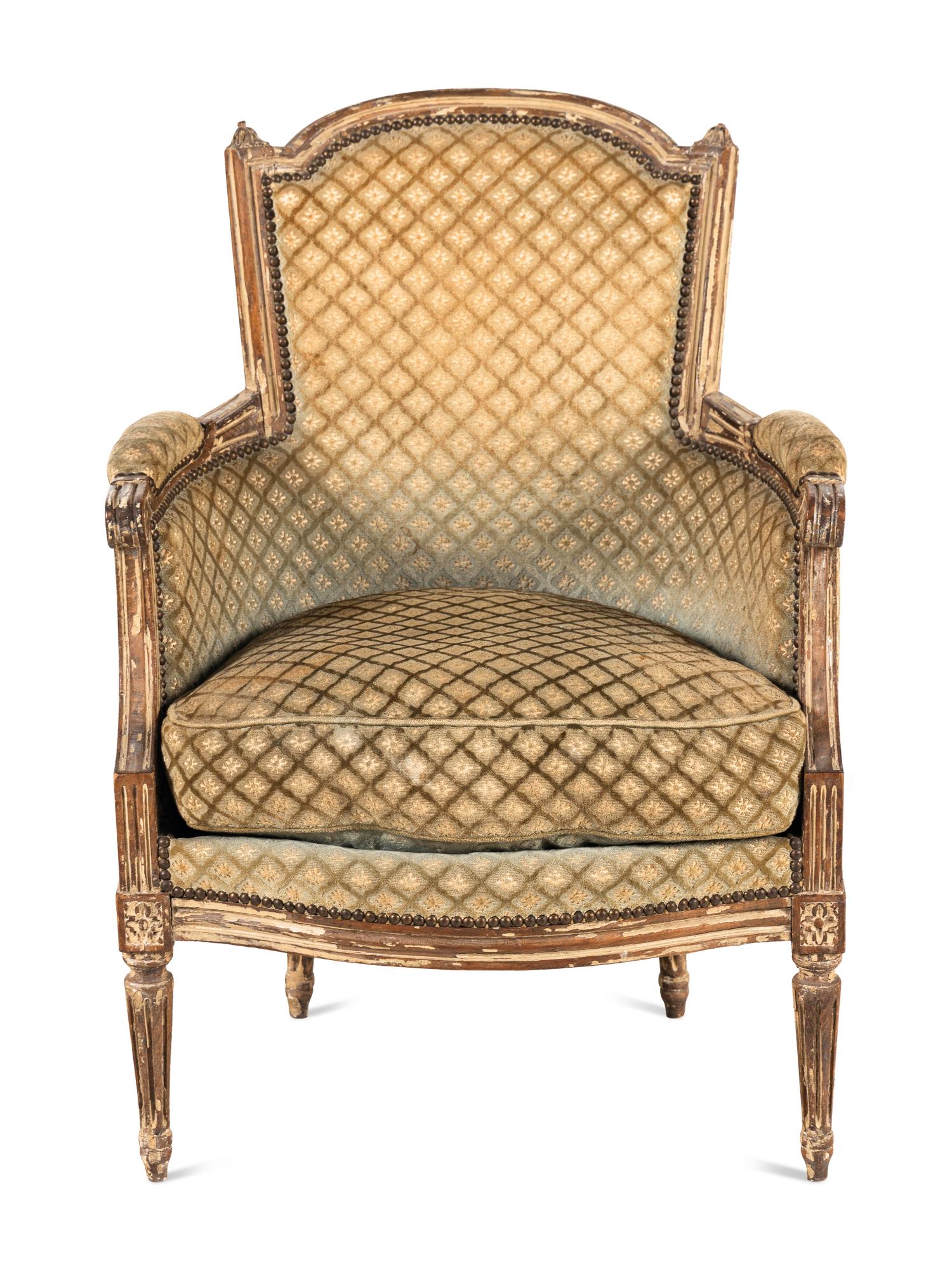 A Louis XVI Painted Beechwood Bergère