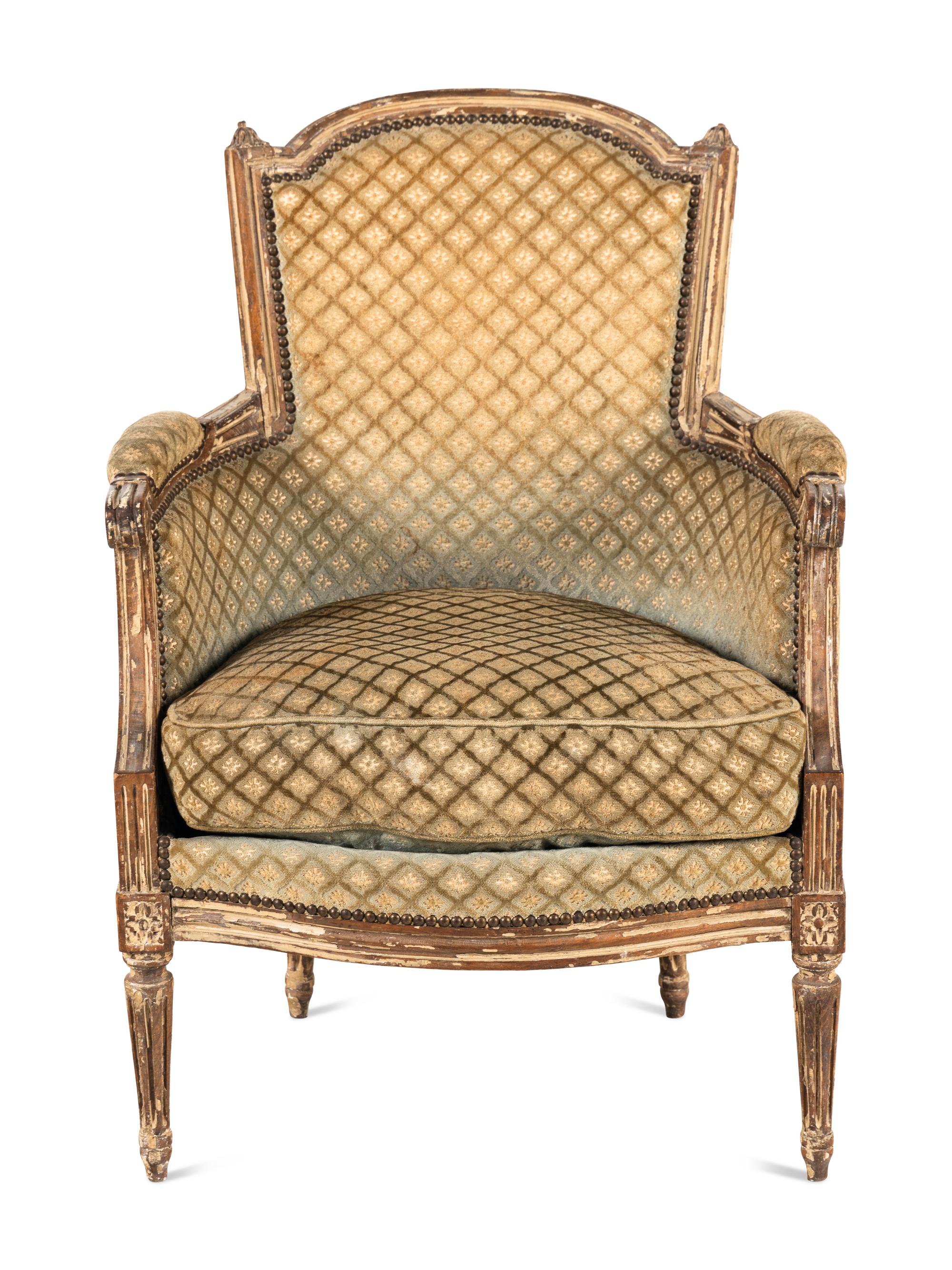 A Louis XVI Painted Beechwood Bergère