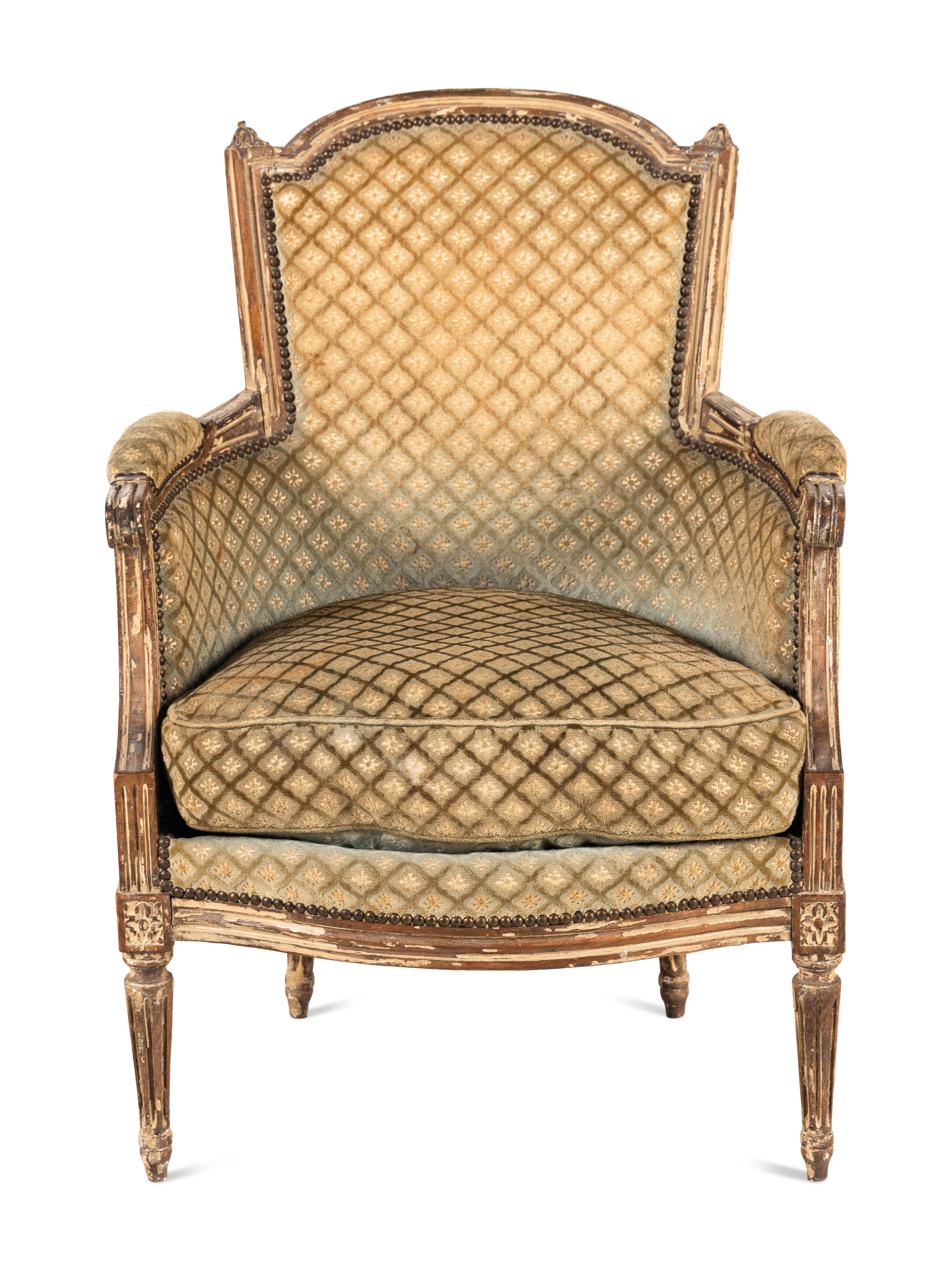 A Louis XVI Painted Beechwood Bergère