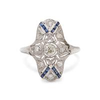ANTIQUE, DIAMOND AND SAPPHIRE RING