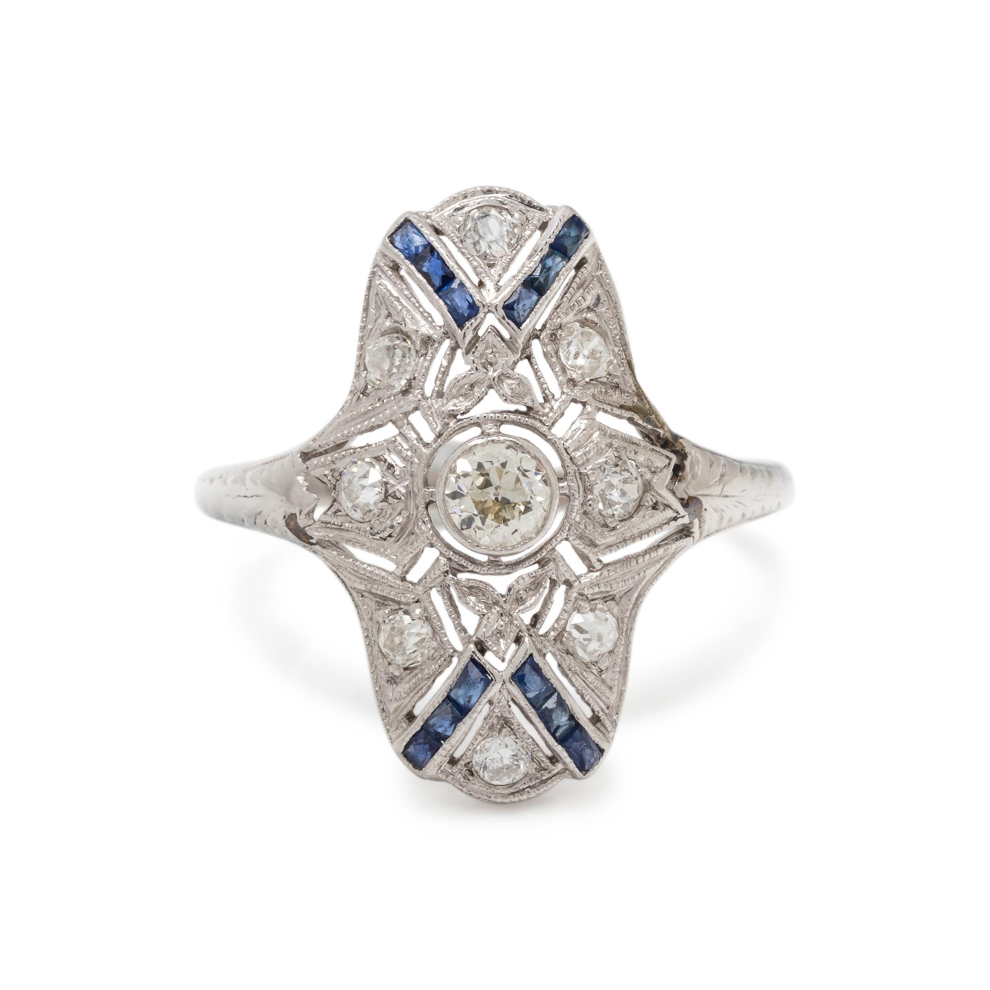 ANTIQUE, DIAMOND AND SAPPHIRE RING