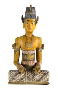 A Pair of Balinese Carved and Painted Wood Figures Height of tallest 29 inches. — EARLY 20TH CENTURY