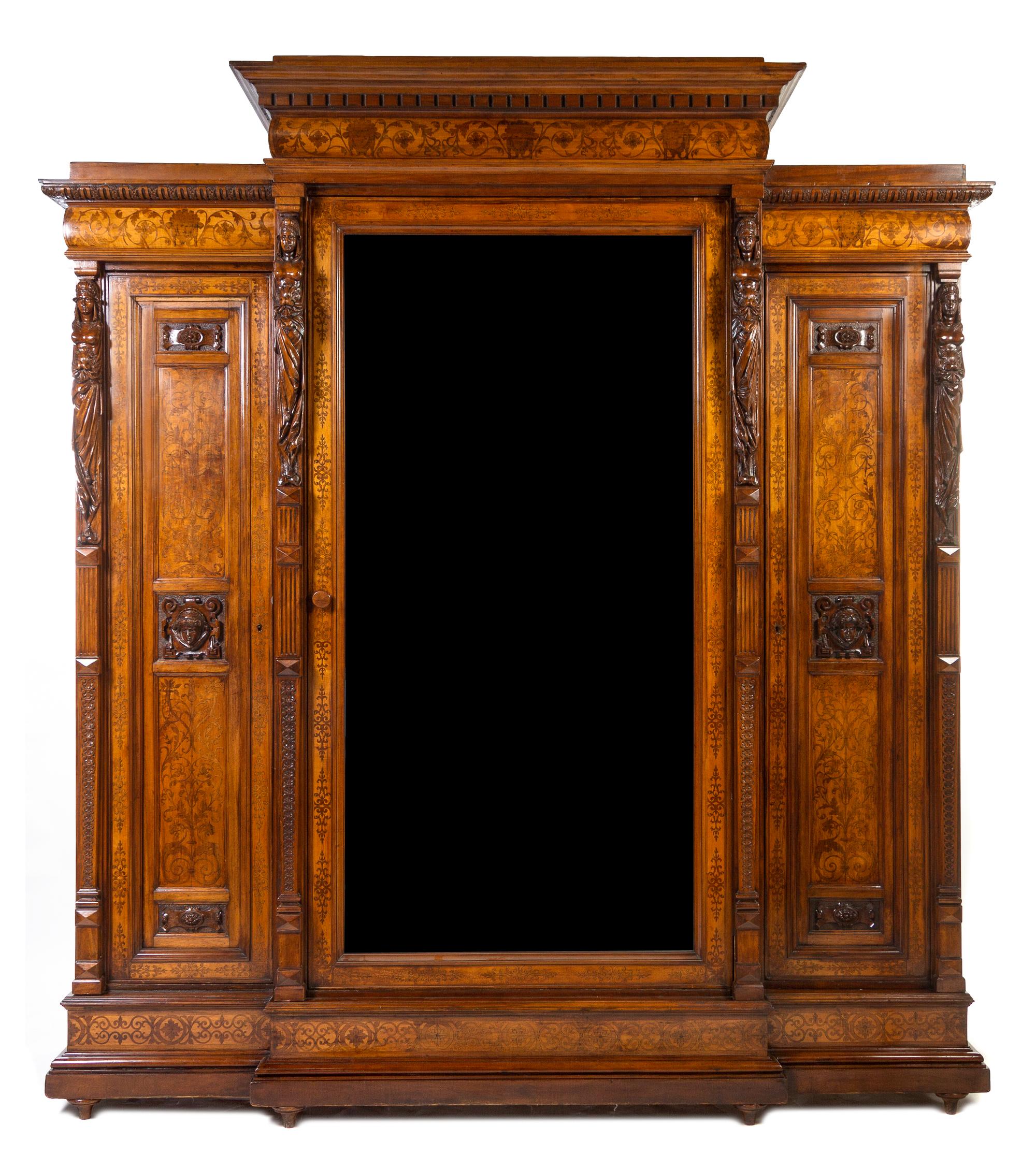 A Neoclassical Painted Armoire, Height 113 x width 95 x depth 28 inches.