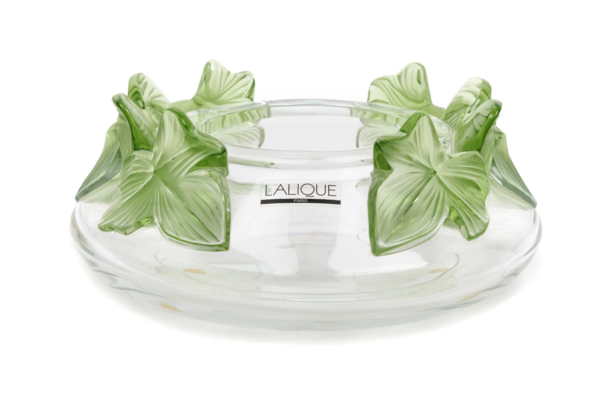 A Lalique Molded Glass Low Vase
