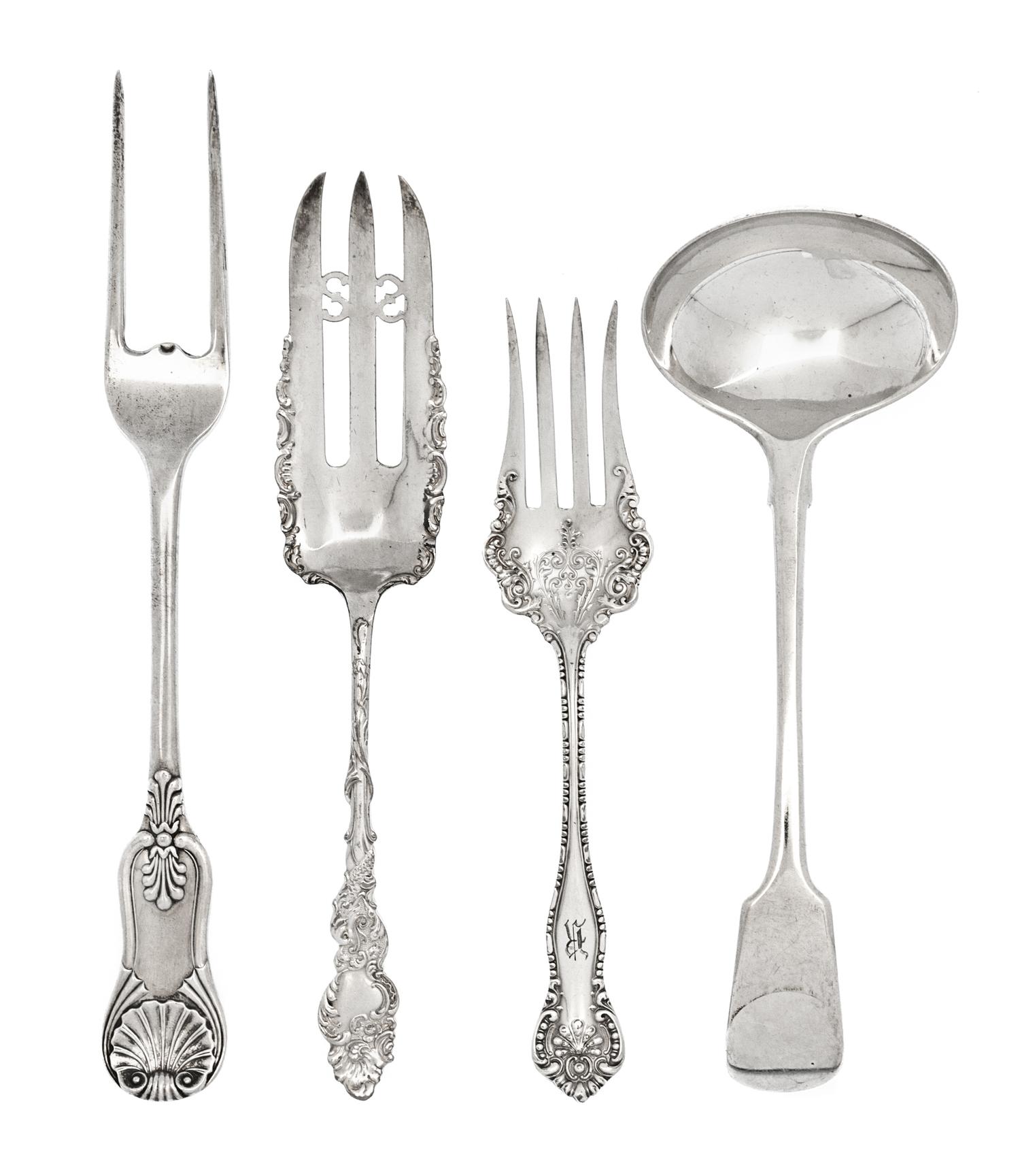 A Group of Five Silver-plate Serving Articles, , comprising a bacon server of ovoid form, the lid swiveling open to a pierced tray and