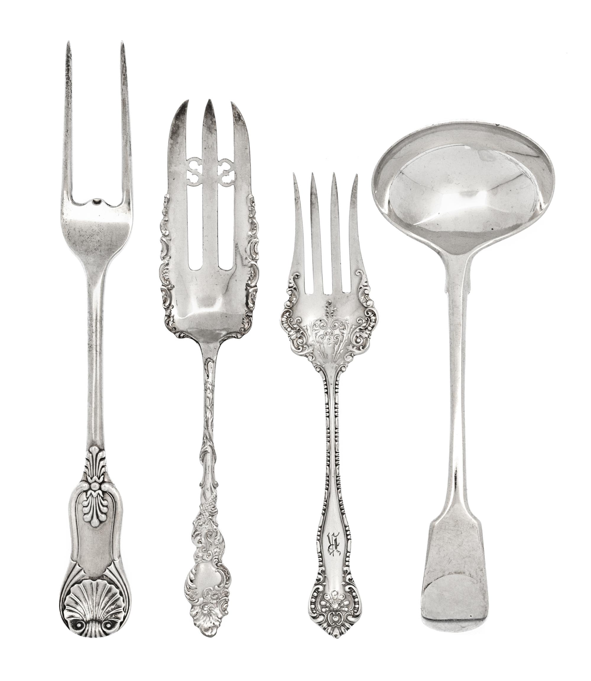 A Group of Five Silver-plate Serving Articles, , comprising a bacon server of ovoid form, the lid swiveling open to a pierced tray and