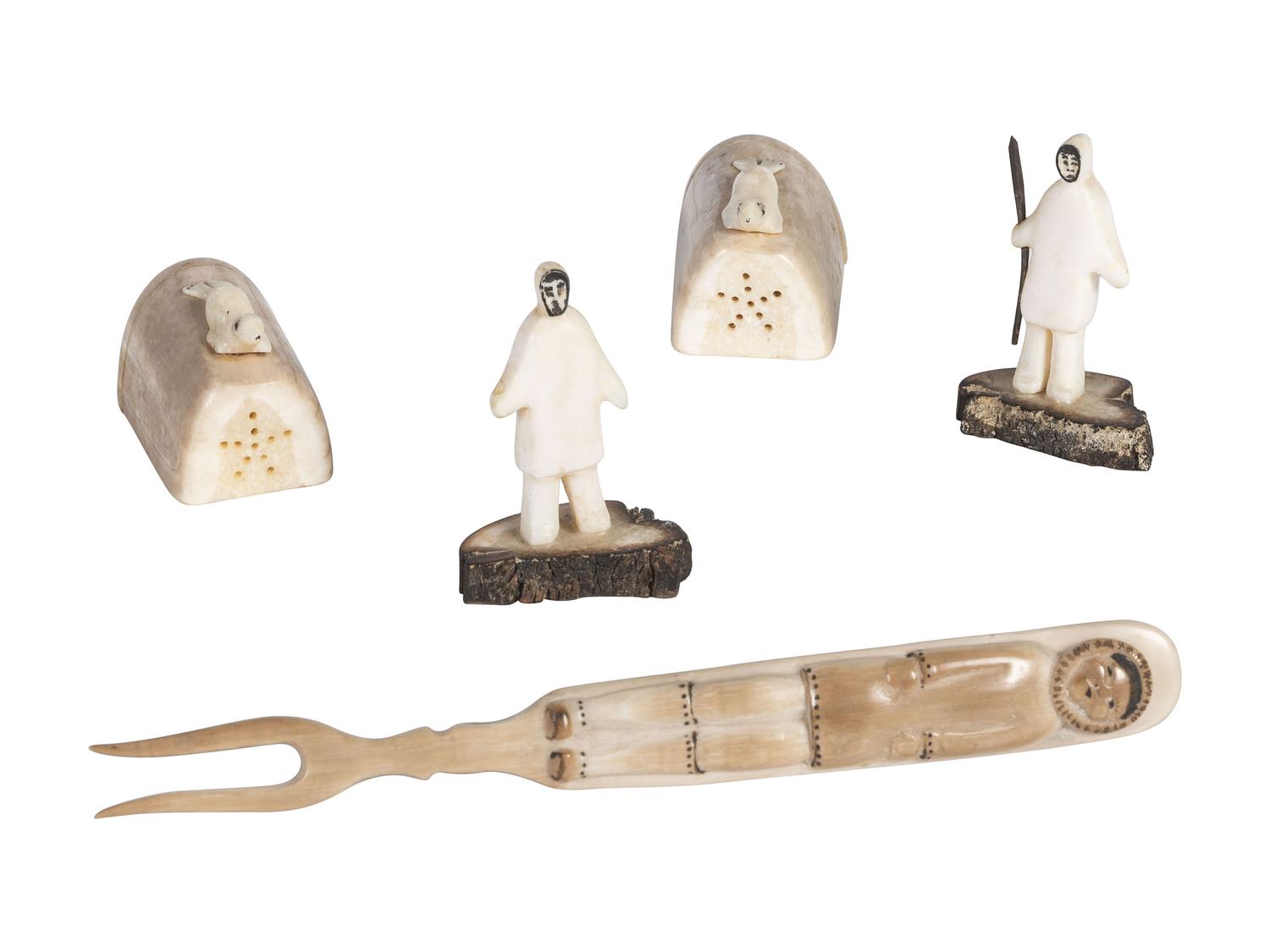 Iñupiaq Carved Salt and Pepper Shakers, PLUS