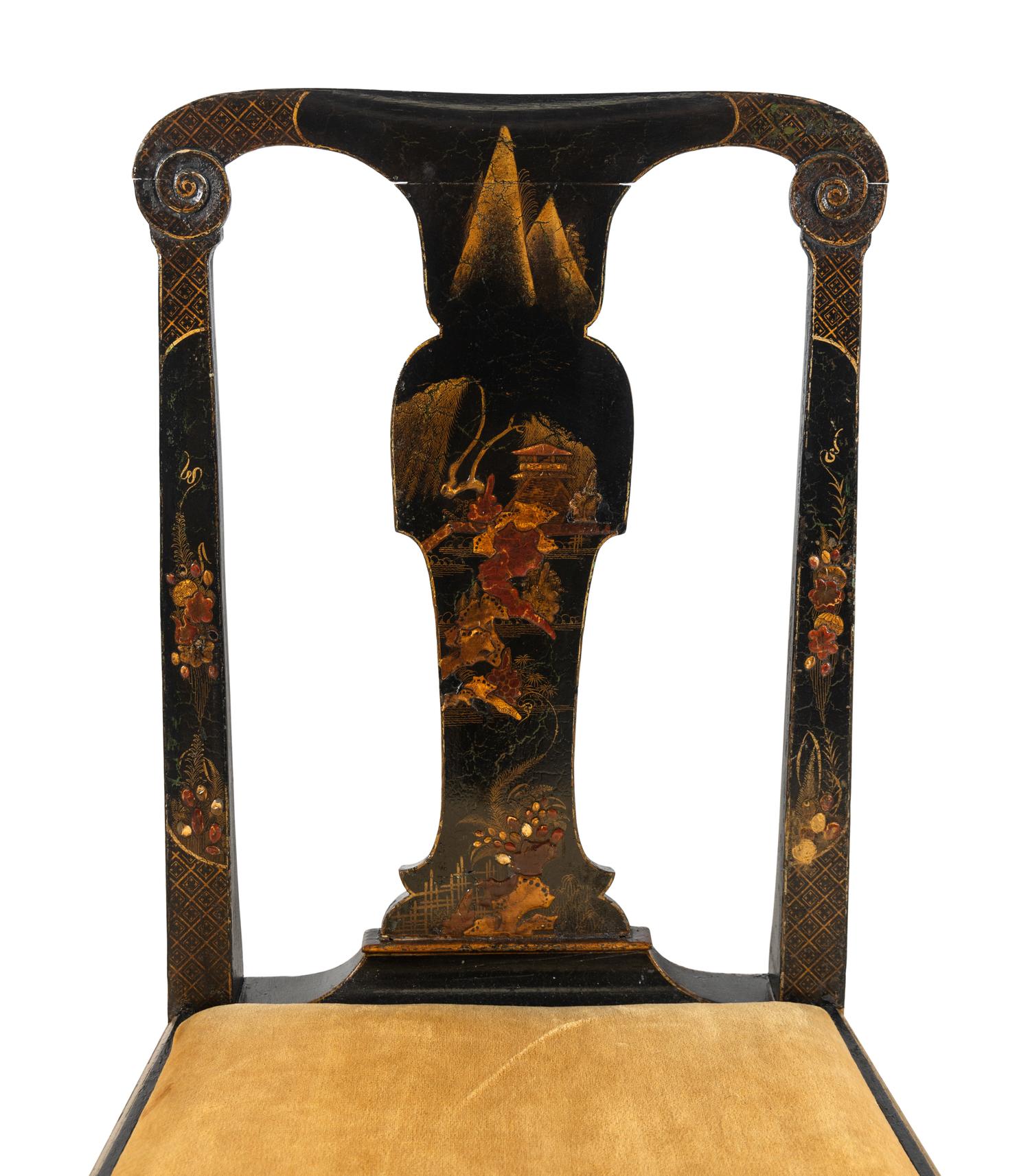 A Pair of Queen Anne Japanned Side Chairs