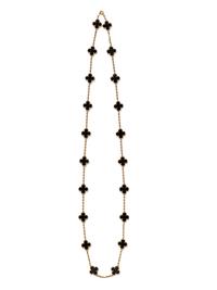 VAN CLEEF & ARPELS, YELLOW GOLD AND ONYX 'ALHAMBRA' NECKLACE