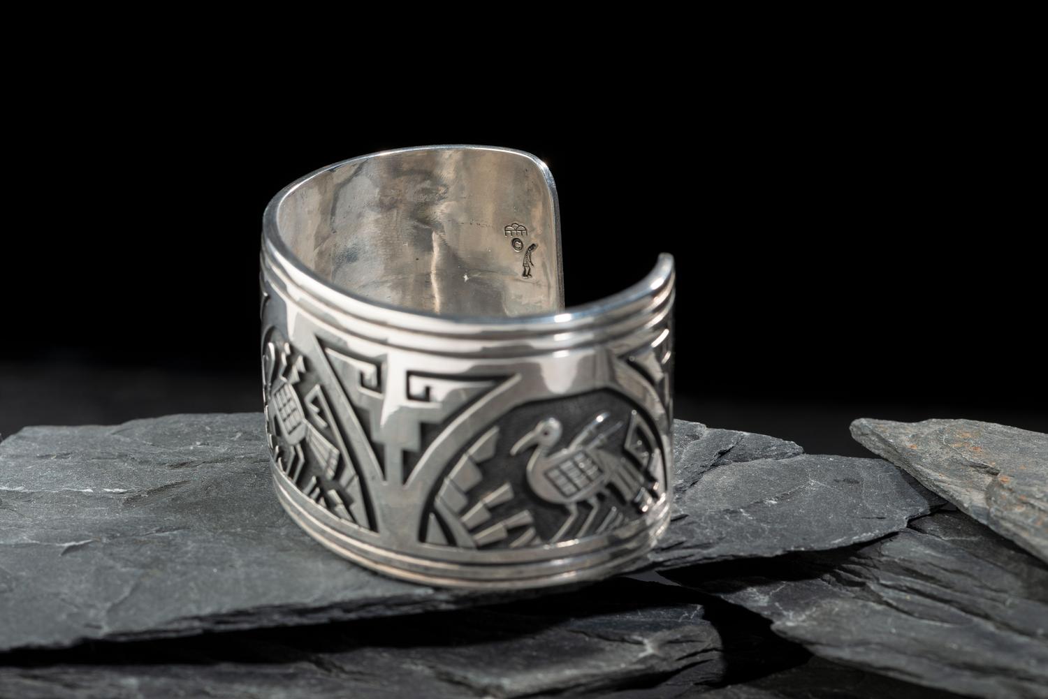 Sterling Silver Overlay Cuff Bracelet, with Turkeys