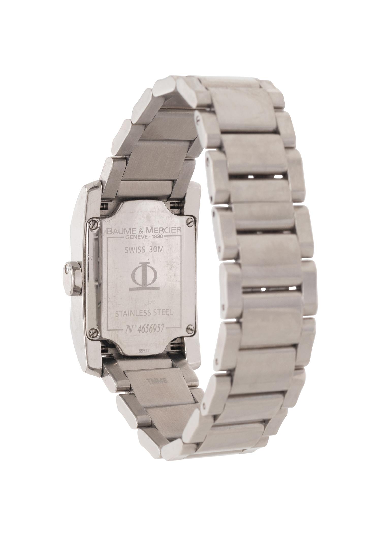 TIFFANY & CO., BAUME & MERCIER, REF. 65522 STAINLESS STEEL AND DIAMOND 'HAMPTON' DATE WATCH