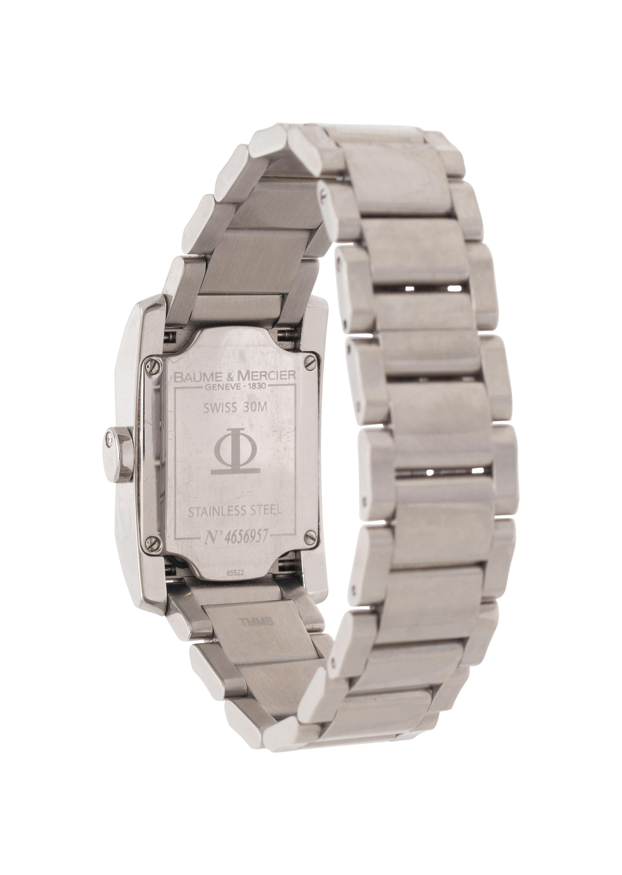 TIFFANY & CO., BAUME & MERCIER, REF. 65522 STAINLESS STEEL AND DIAMOND 'HAMPTON' DATE WATCH