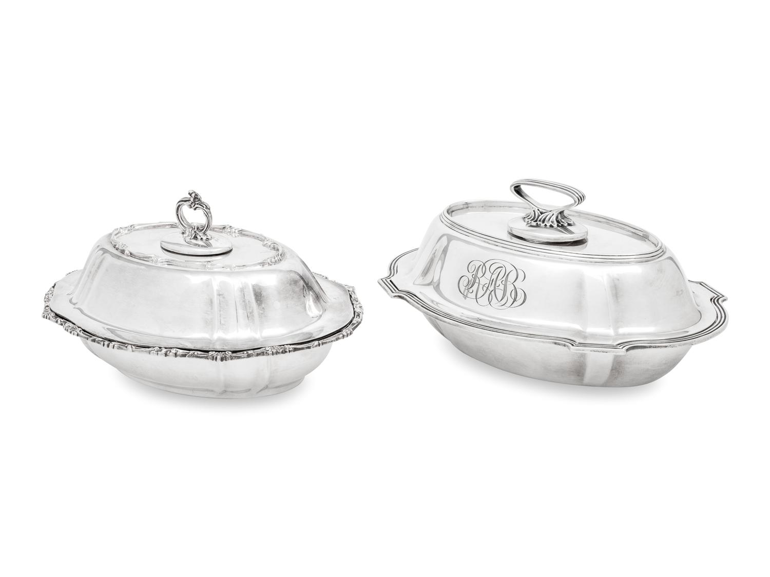 Two American Silver Covered Vegetable Dishes