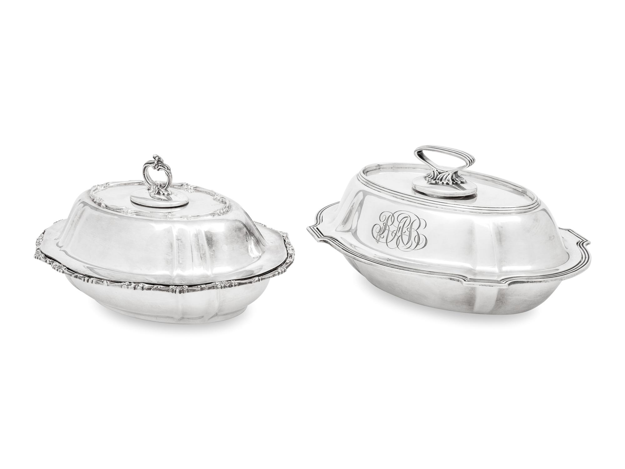 Two American Silver Covered Vegetable Dishes