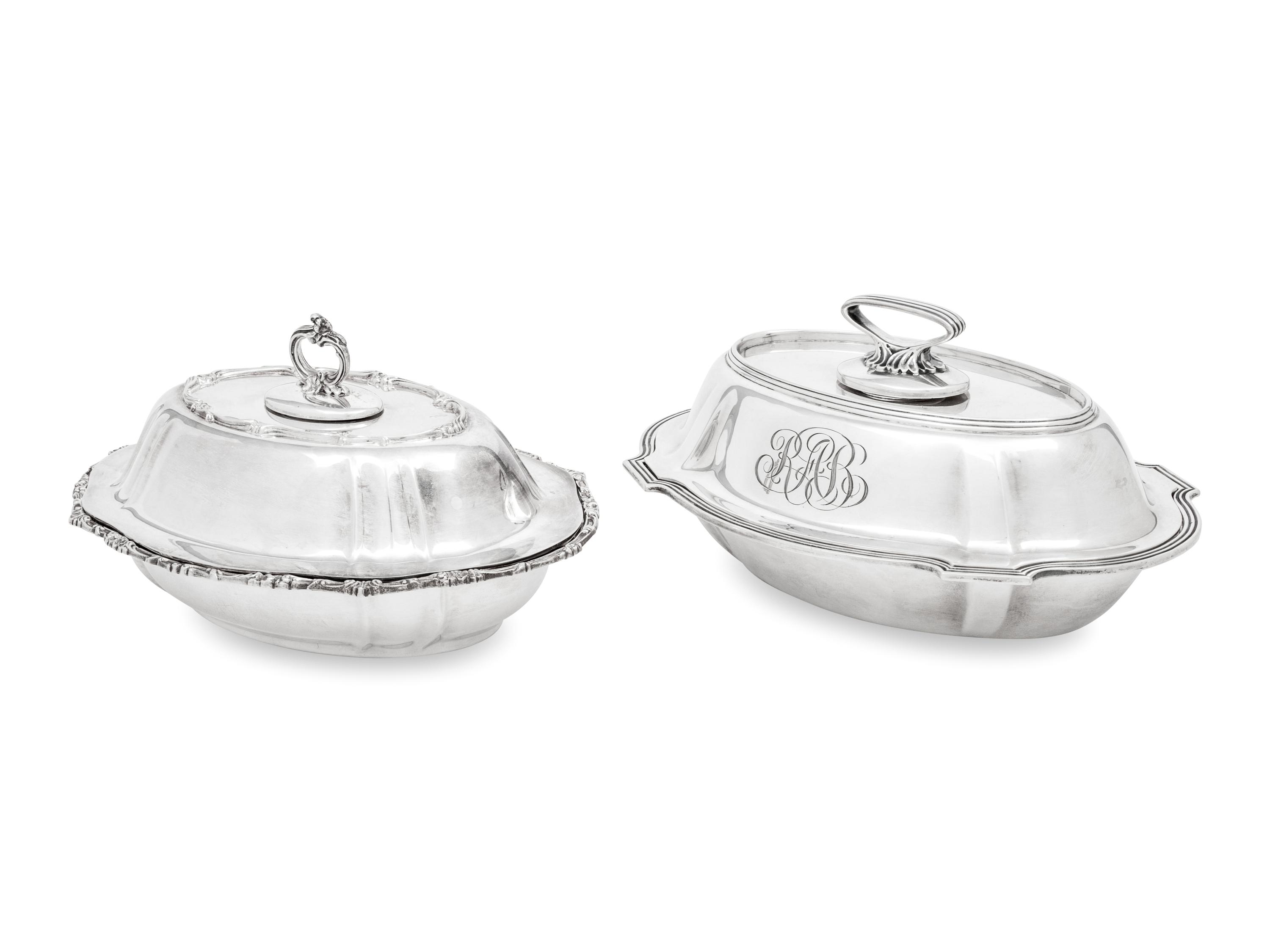 Two American Silver Covered Vegetable Dishes