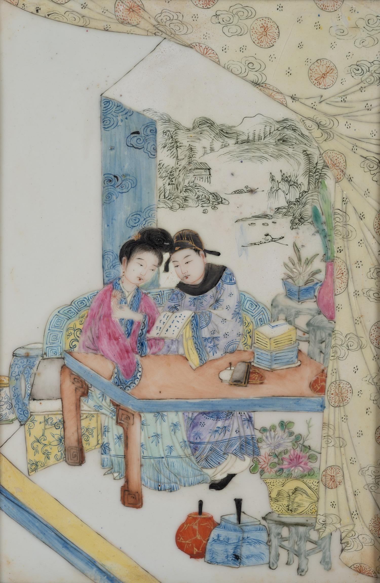 Two Chinese Famille Rose Porcelain Plaques