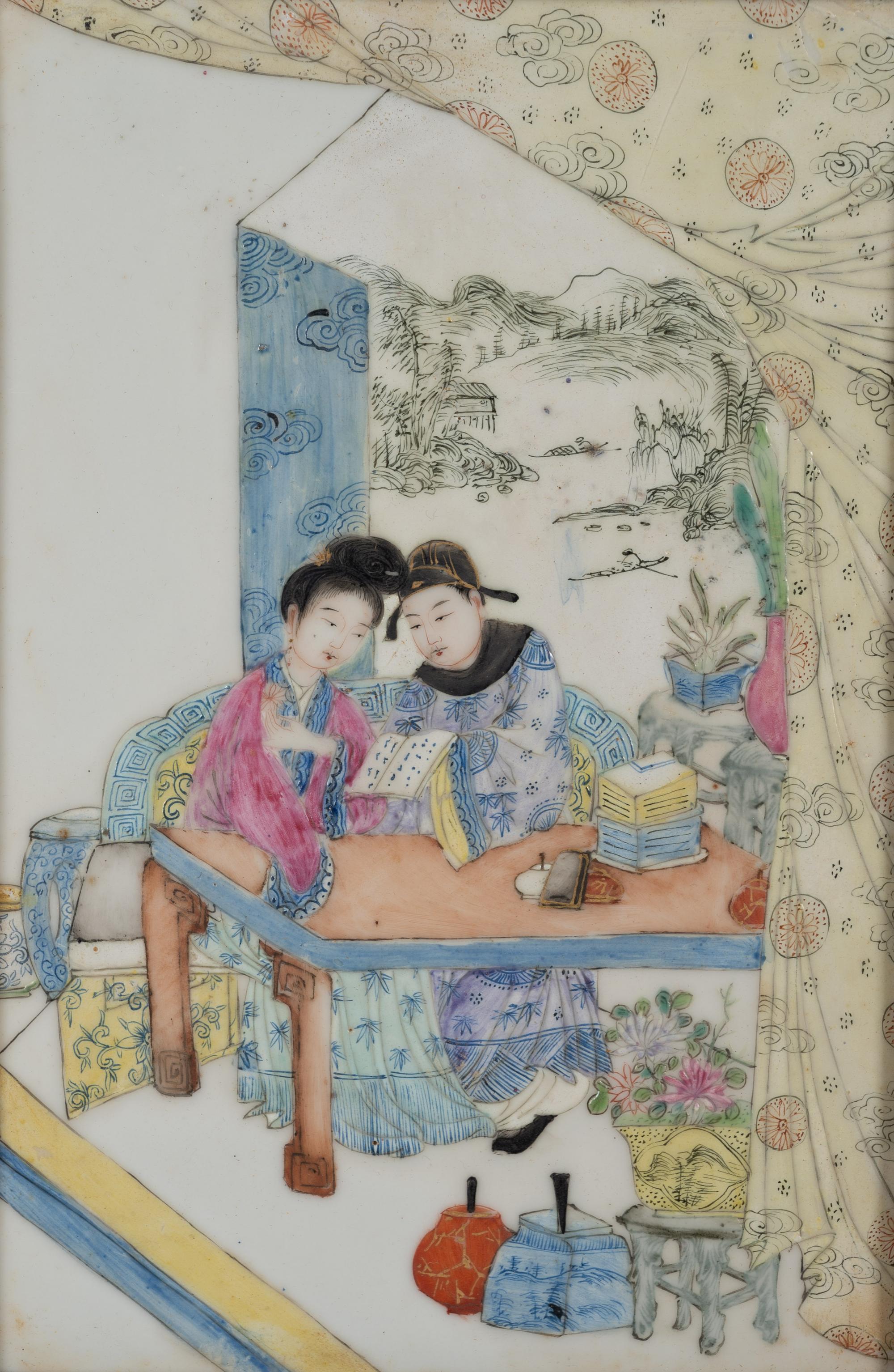 Two Chinese Famille Rose Porcelain Plaques