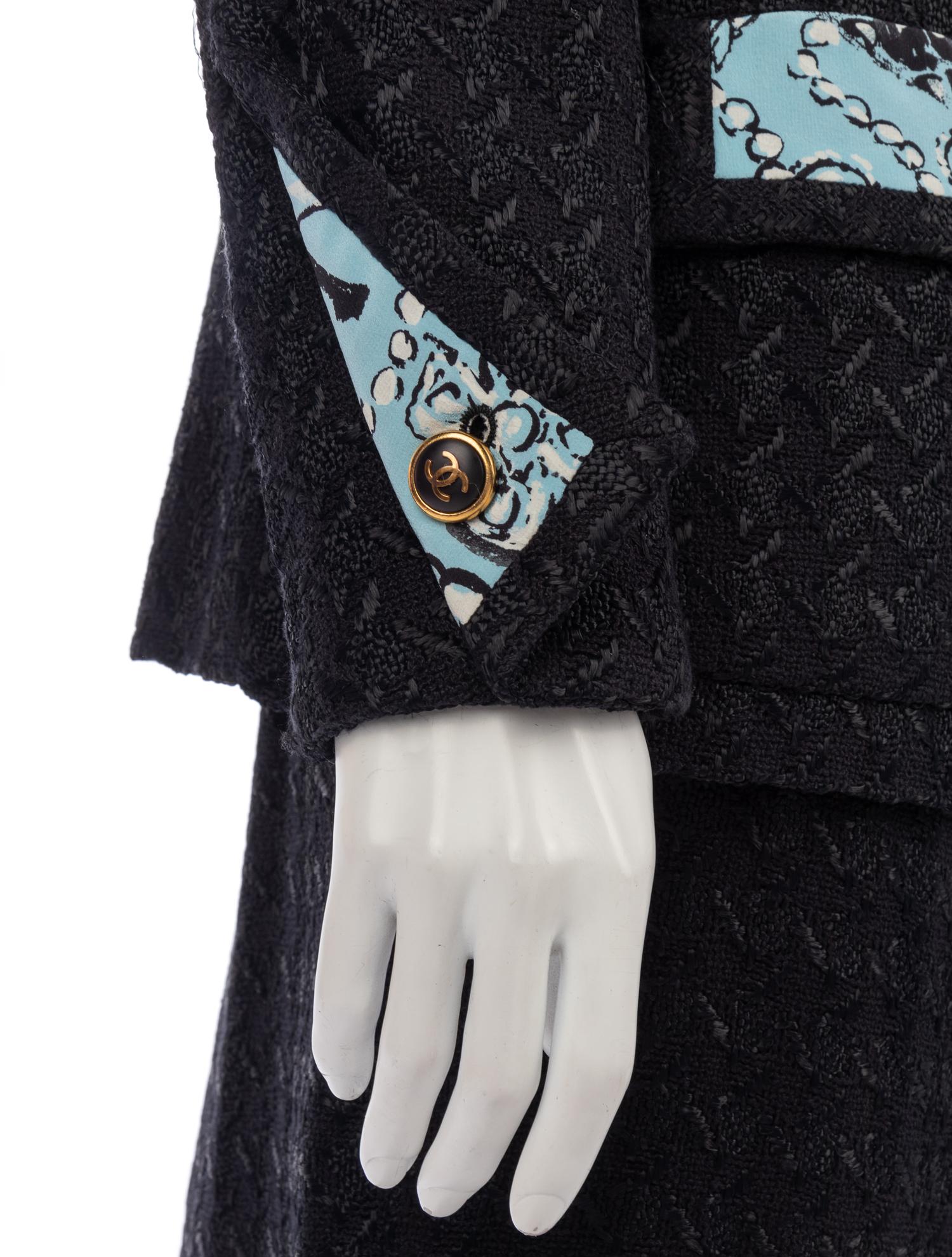 Chanel Dark Blue Houndstooth Skirt Suit, 1993