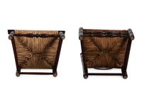 Two Turned and Brown Painted Rush-Seat Side Chairs