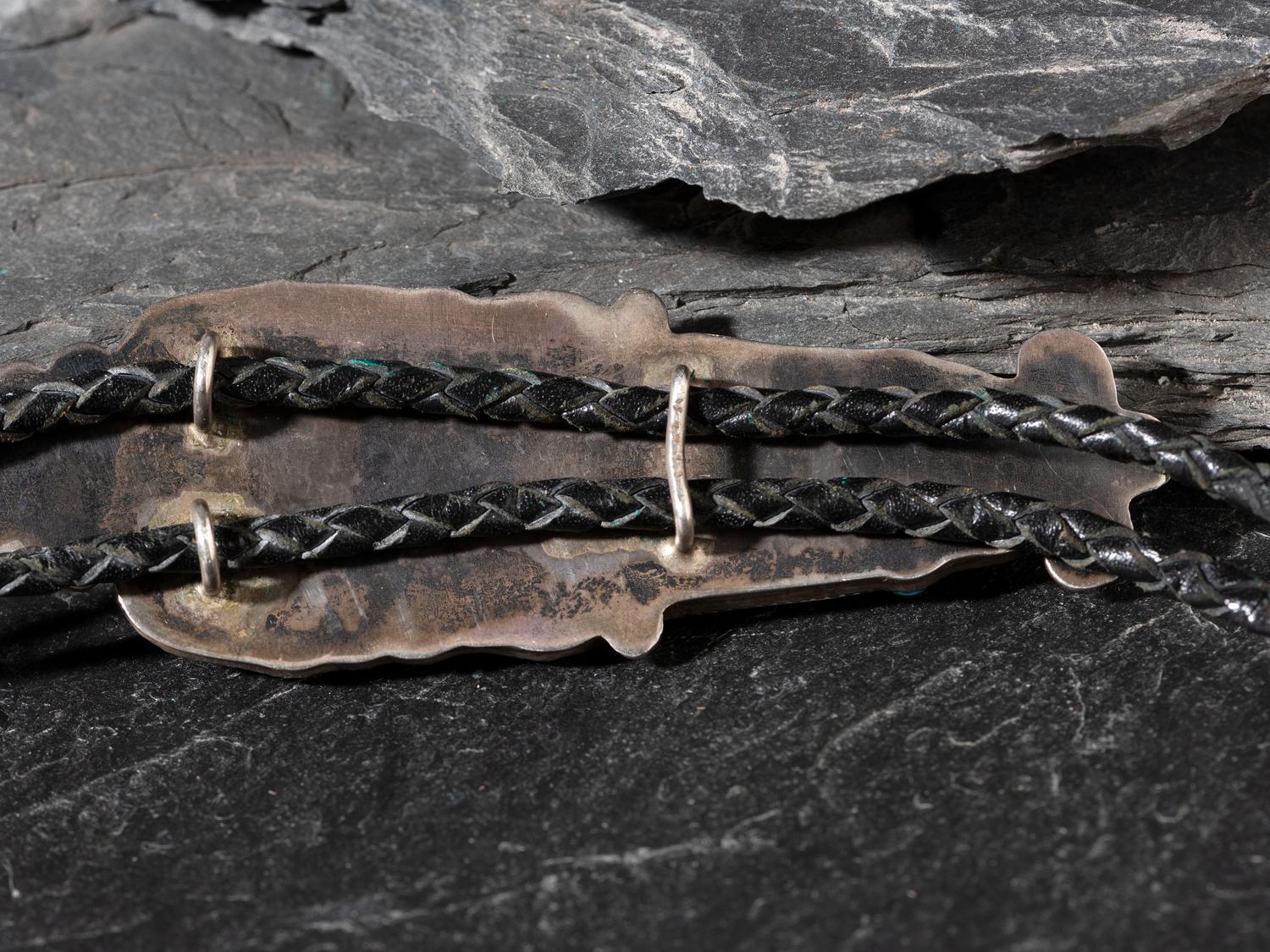 Zuni Mosaic Inlay Figural Male Bolo Tie