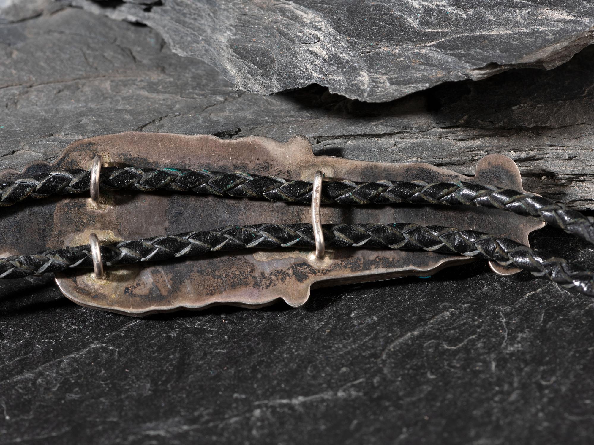 Zuni Mosaic Inlay Figural Male Bolo Tie