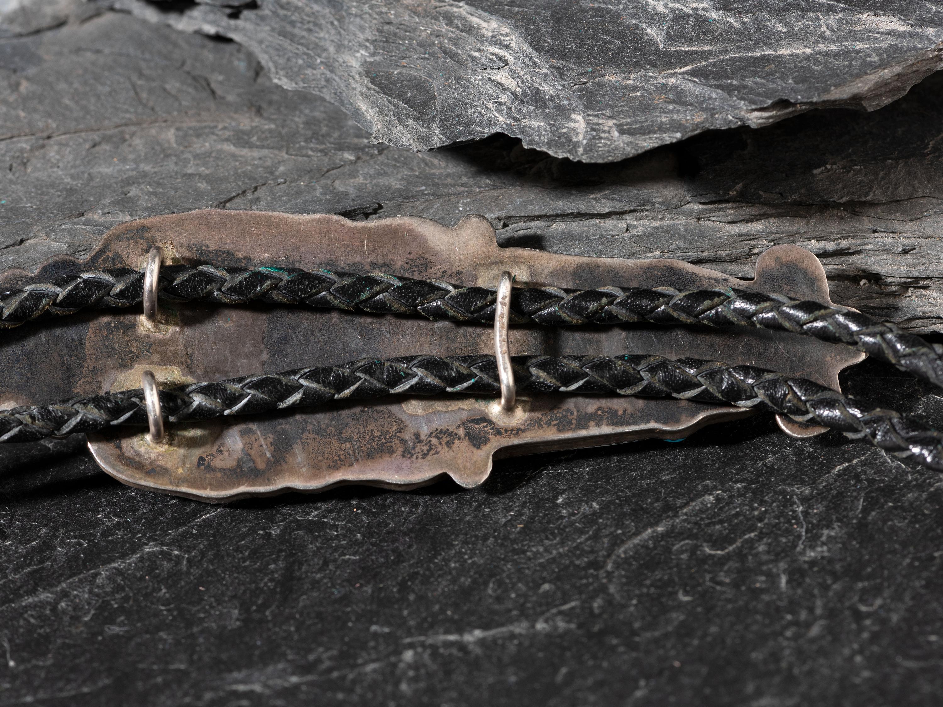 Zuni Mosaic Inlay Figural Male Bolo Tie