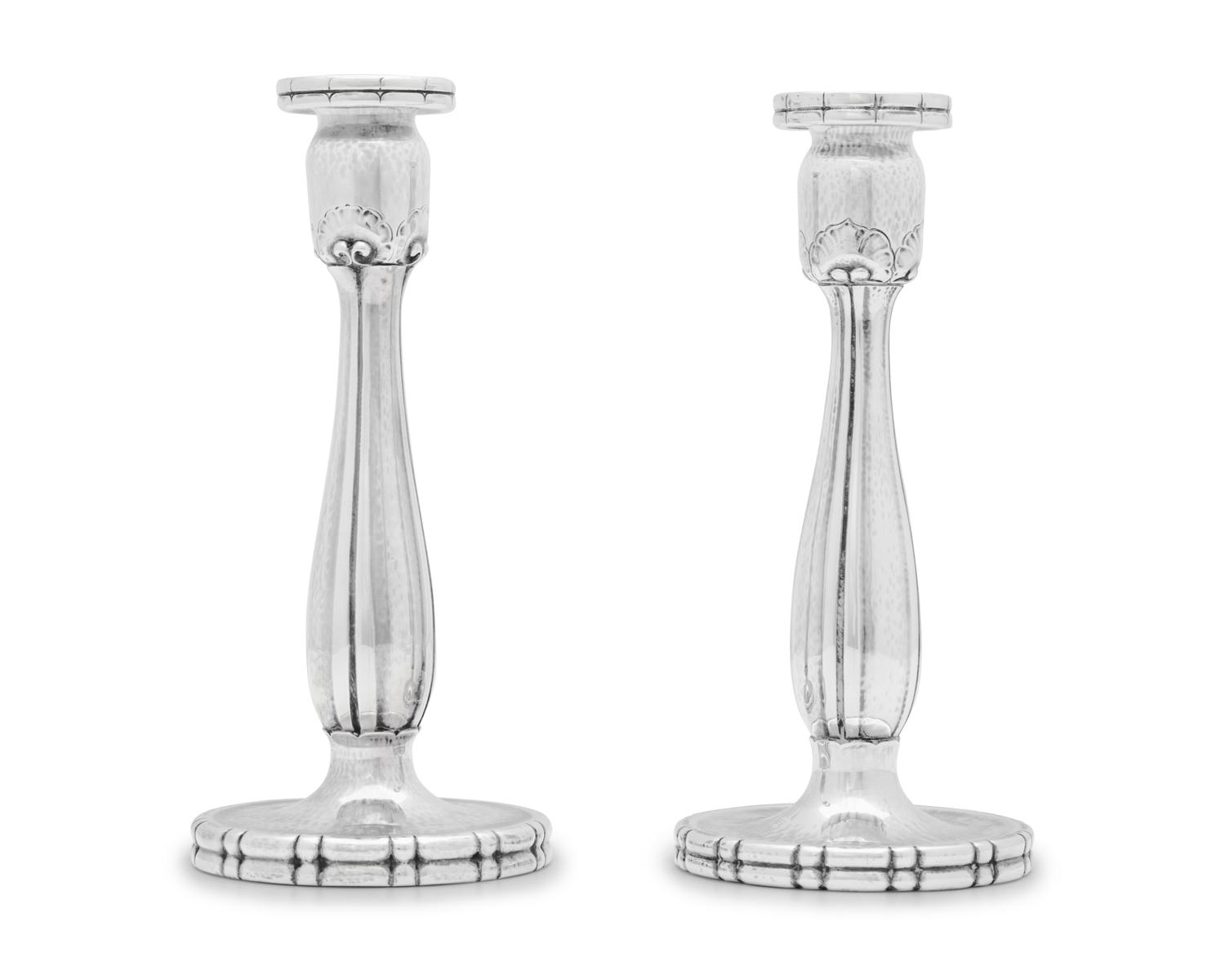 A Pair of Georg Jensen Silver Candlesticks