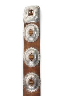 A Navajo Silver First Phase Revival Concho Belt Length overall 43 1/2 inches.