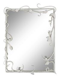 A Custom White Painted Iron Mirror