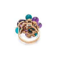 CARTIER, DIAMOND, AMETHYST AND TURQUOISE 'DELICES DE GOA' RING