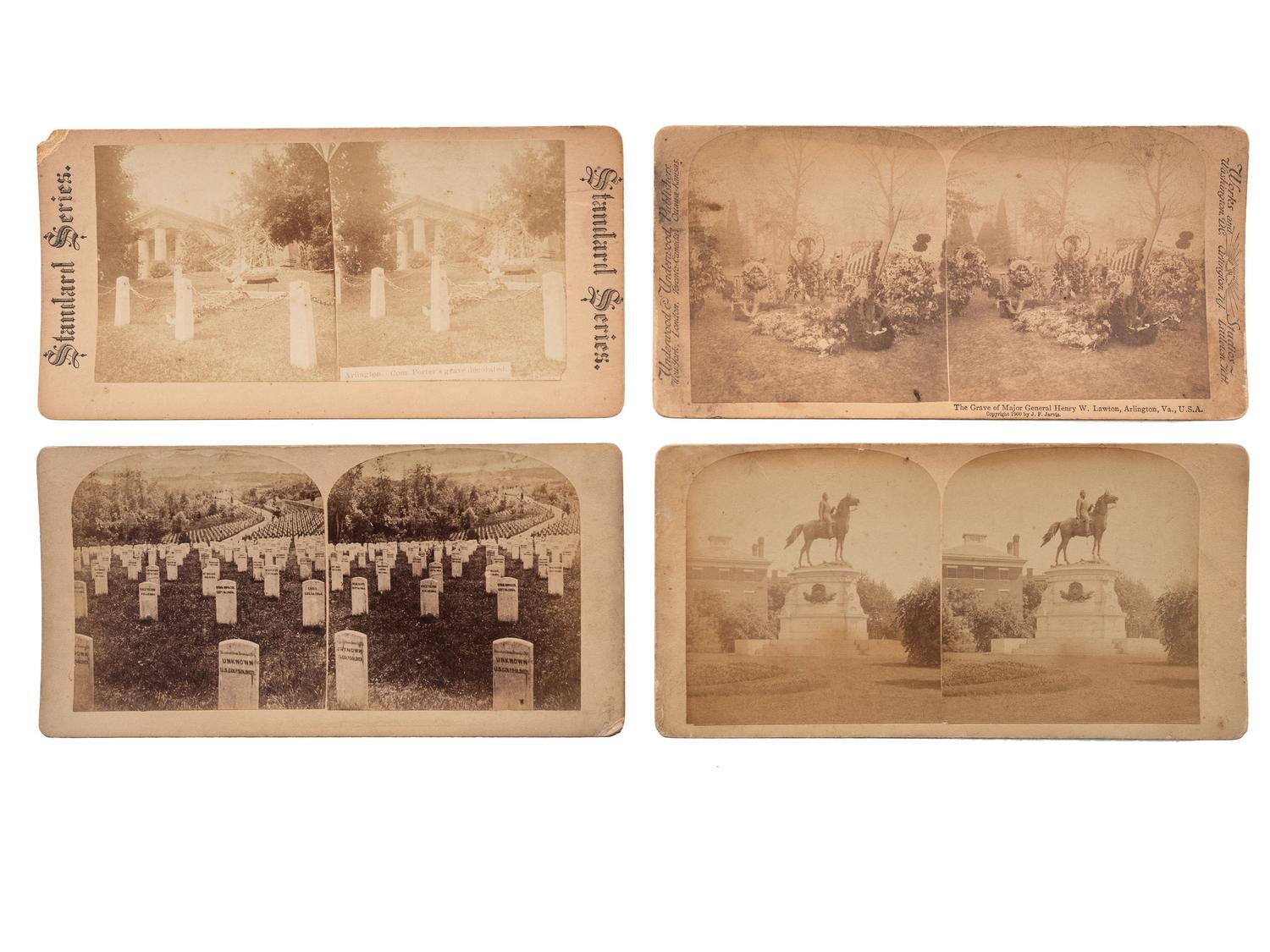 [CIVIL WAR]. A group of 38 stereoviews, highlighted by images of the Grand Review at Washington, DC, the National Cemetery and other locations in Arlington, VA, and later aviation views.