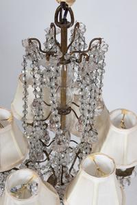 A Neoclassical Cut-Glass Six-Light Waterfall Chandelier