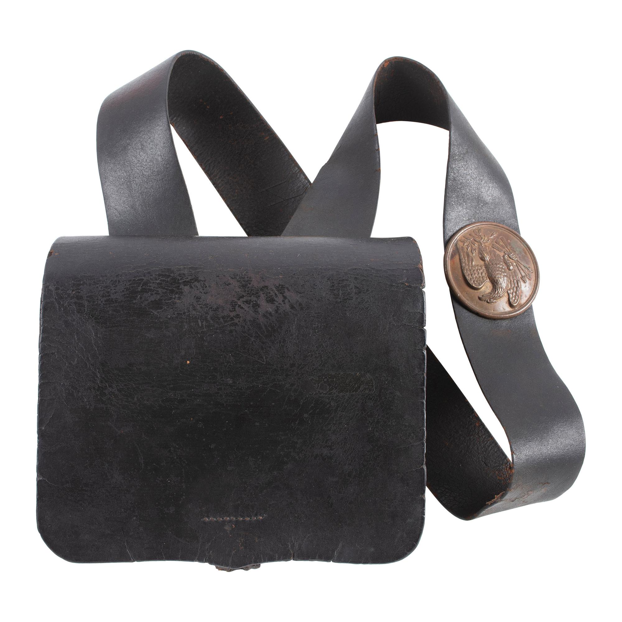 U.S. Pattern 1861 .69 Caliber Round Ball Cartridge Box with Sling & Breast Plate