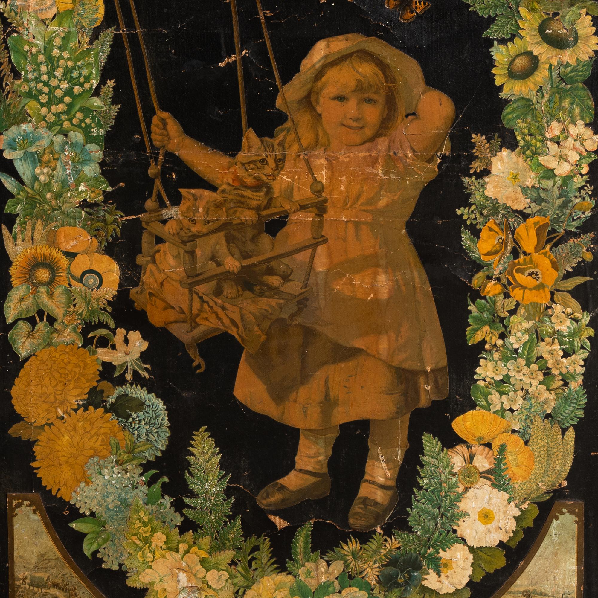 A Victorian Decoupage Four-Panel Floor Screen