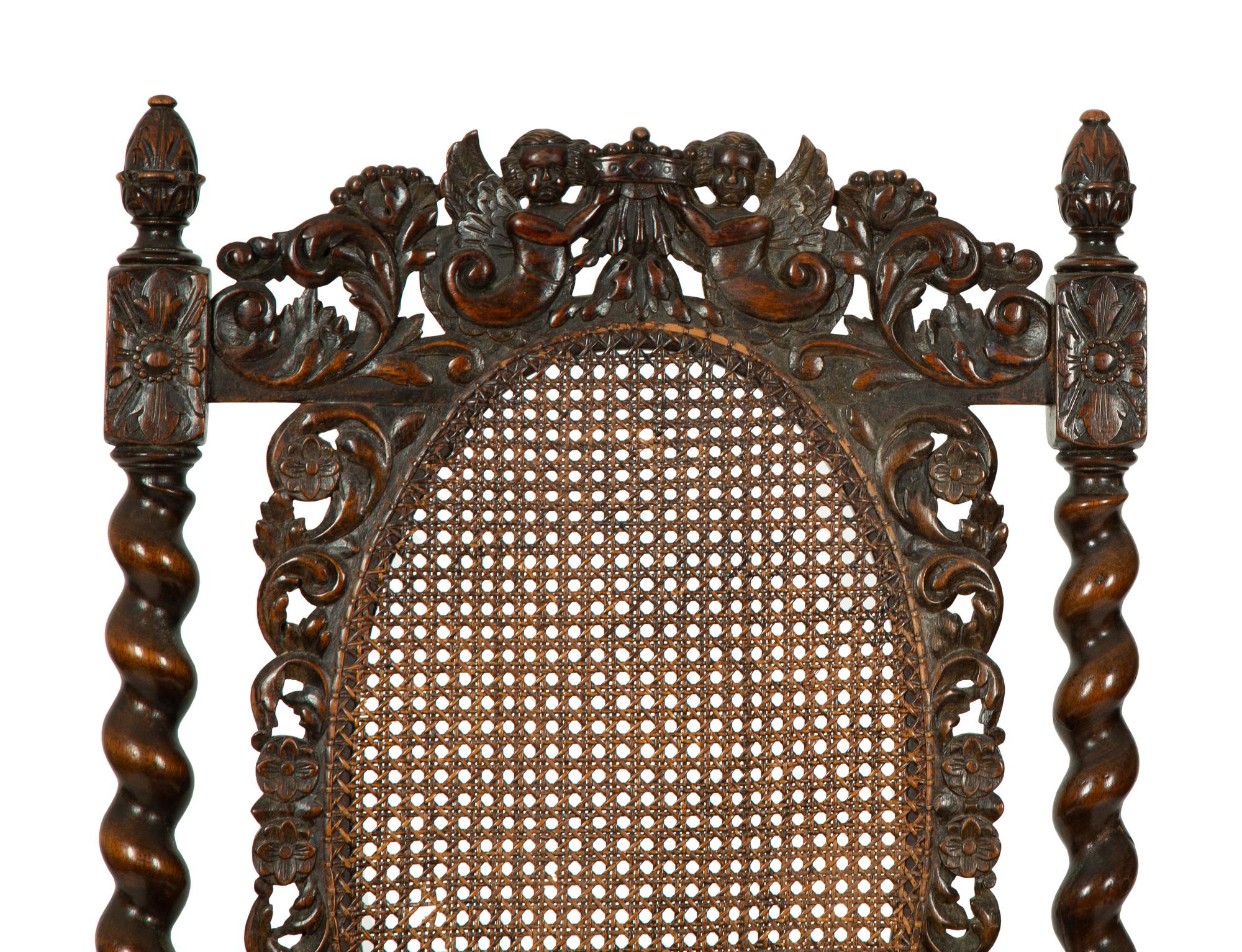 A William & Mary Style Carved Walnut Armchair — LATE 19TH CENTURY