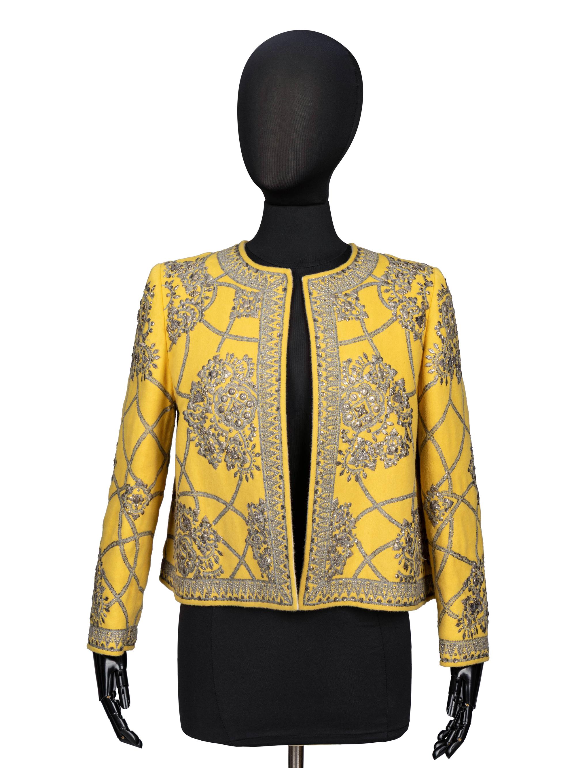 Oscar de la Renta, Embellished Yellow Cardigan Jacket
