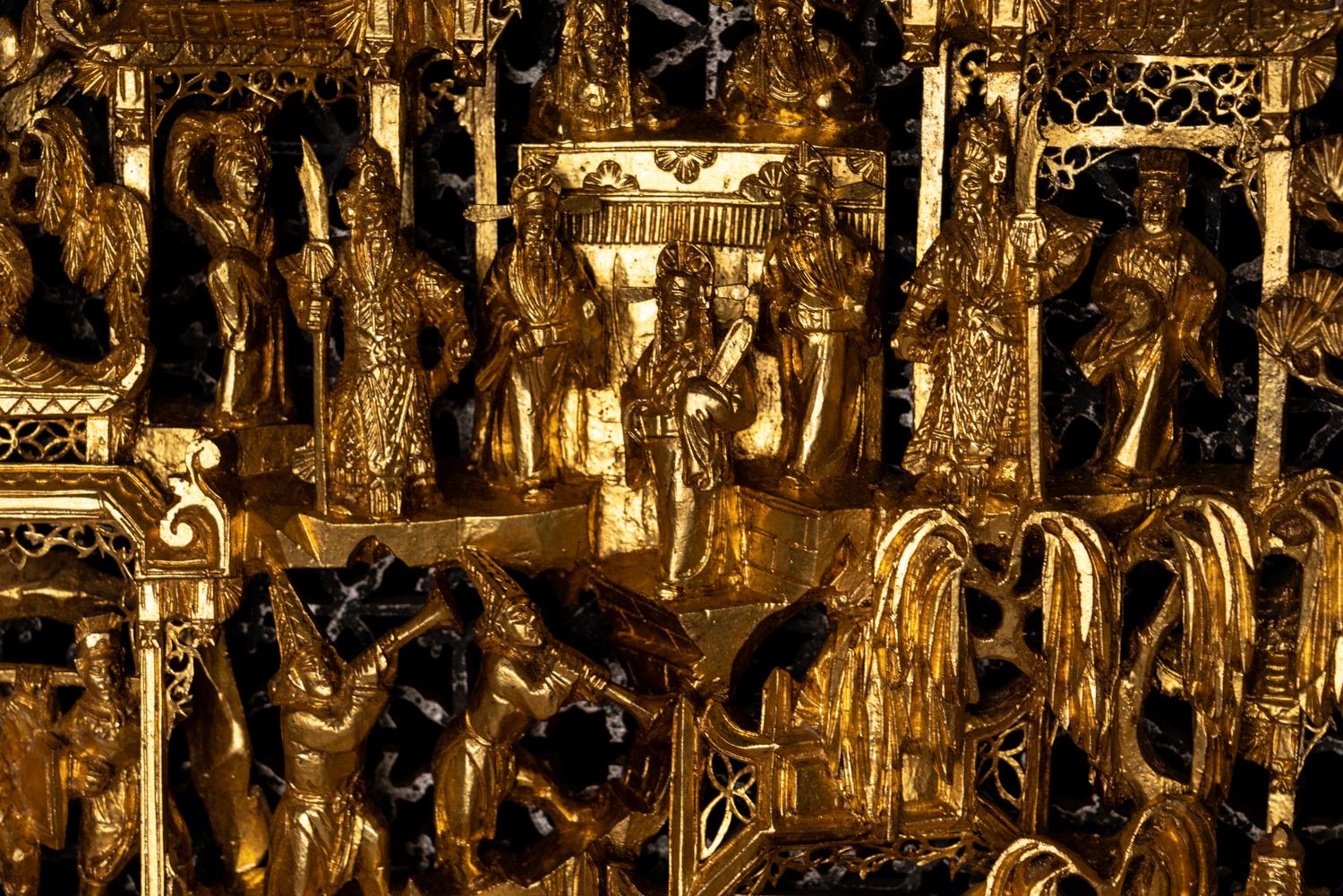 Two Chinese Gilt Wood Wall Panels