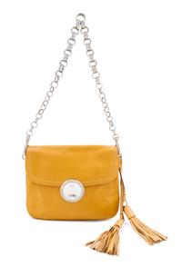 A Prada Camel Leather Handbag, 8" x 6.75" x .75"; Strap drop: 9".
