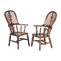 Two English Openworked Splat Windsor Armchairs