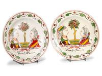 A Pair Creamware 'William of Orange' Plates