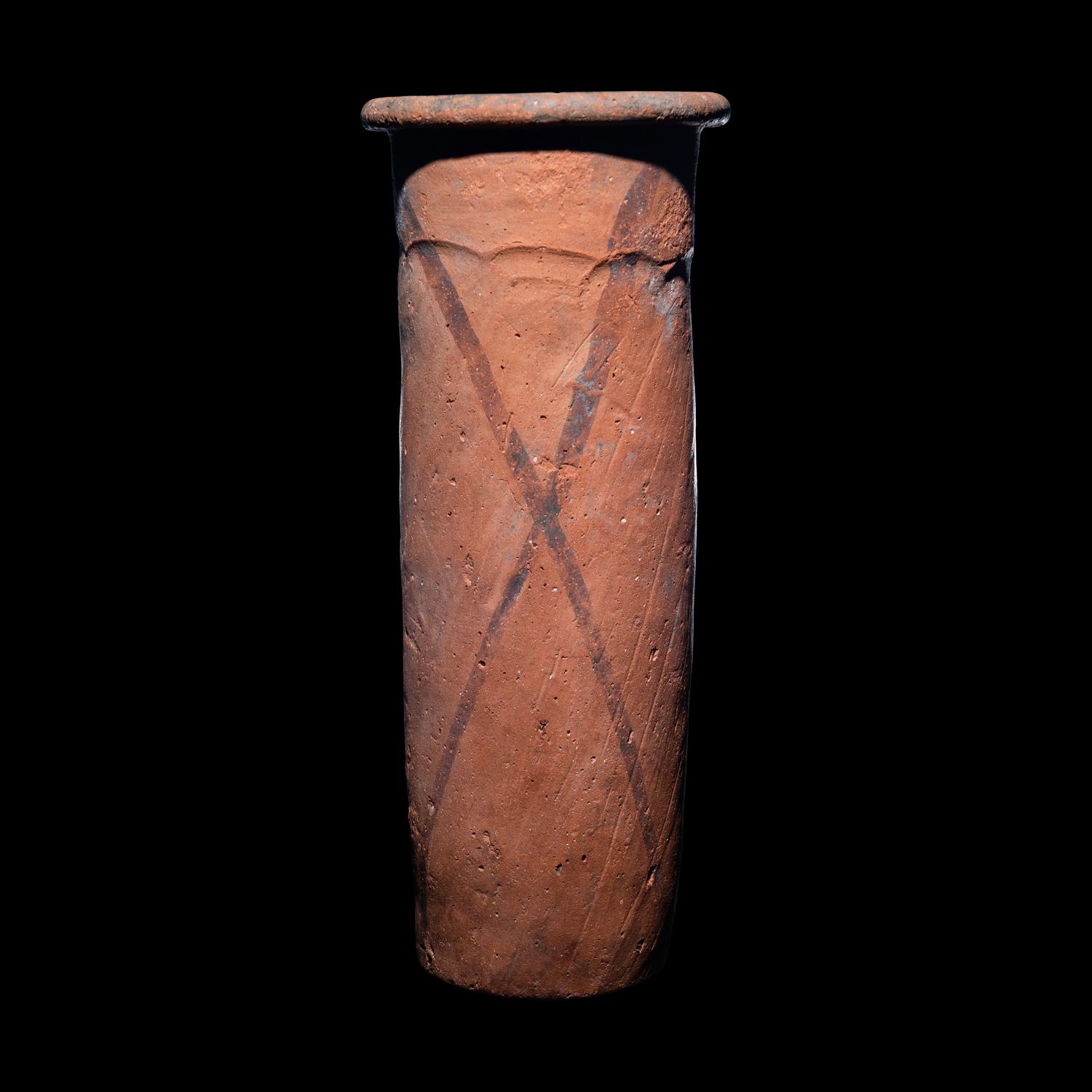 An Egyptian Painted Terracotta Cylinder Jar