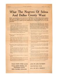 [AFRICAN AMERICANA]. "What the Negroes of Selma and Dallas County Want." The Selma Times-Journal. Selma, Alabama, 2 May 1965.