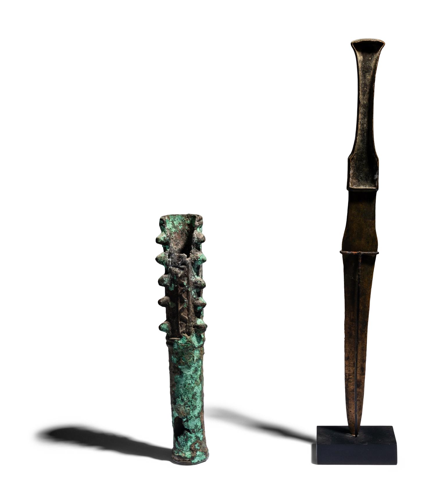 A Luristan Bronze Mace Head and Sword